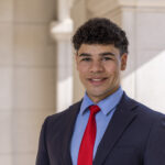 2025-11-05 -- Omar Abdelmoity, Rhodes Scholar Finalist, outside of Brauer Hall.